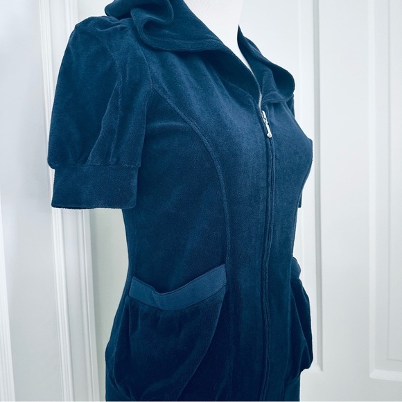 NWT Y2K Original Juicy Couture Puff Sleeve Terry Hoodie Regal Blue Medium - Picture 3 of 13